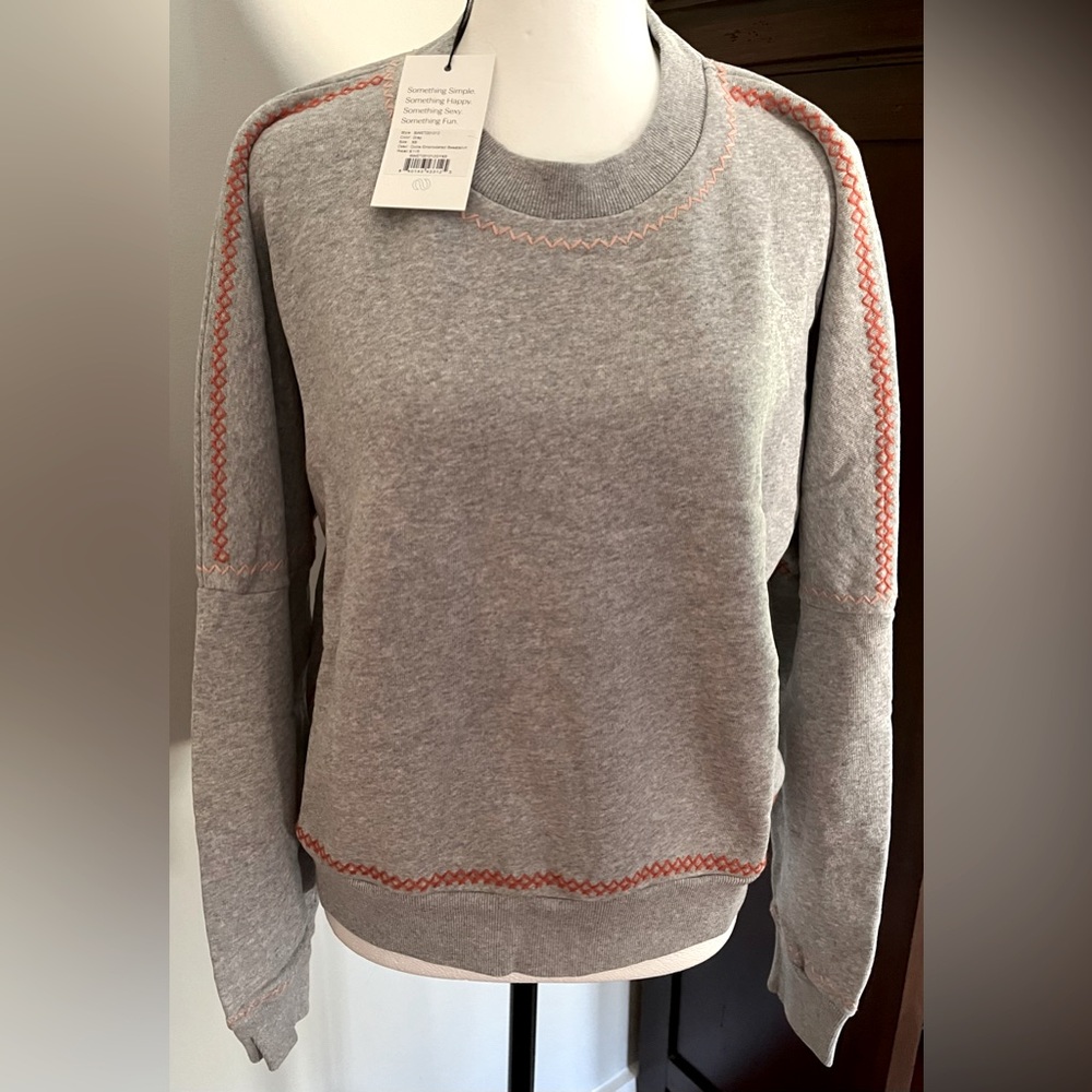 NWT Something Navy grey Dollie embroidered sweatshirt